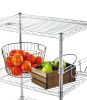 3 Tier Wire Shelf Rolling Cart, Zinc, 500 lb Capacity