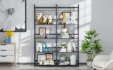 Bookshelf; Ladder Shelf; 4 Tier Tall Bookcase; Modern Open Book Case for Bedroom; Living Room; Office (Black)