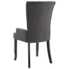 Dining Chair with Armrests Dark Gray Fabric