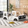 Full Size Classic Car-Shaped Platform Bed with Wheels,White