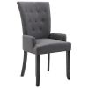 Dining Chair with Armrests Dark Gray Fabric
