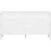 TREXM Large Storage Space Sideboard with Artificial Rattan Door and Metal Handles for Living Room and Entryway (White)
