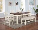 Rectangular Dining Table 1pc Dining Table Rubberwood Walnut Acacia Table Top w Pull out Drawers
