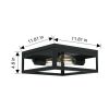 2 Lights Square Flush Mount Ceiling Light Black Finish