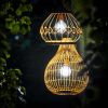 Solar Powered Wicker Pendant Light with Remote Control, Brown