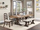 Pascaline Side Chair (Set-2); Gray Fabric; Rustic Brown & Oak Finish DN00703