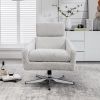 Swivel Armchair with Ottoman for Living Room, Bedroom, Office, Beige Linen