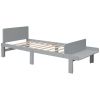 Twin Bed with Footboard Bench,Gray