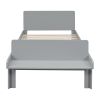 Twin Bed with Footboard Bench,Gray