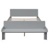 Full Bed with Footboard Bench,Gray