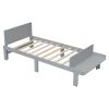 Twin Bed with Footboard Bench,Gray