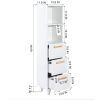 Tall Cabinet, Wooden Slim Floor Cabinet with Shelves & Drawer, White