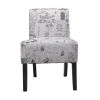 Modern Slipper Chair, Armless Accent Chair with Fabric Lining, Upholstered Side Chair for Living Room Bedroom, Letter Print XH