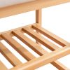 Natural Solid Wood Shoe Bench; Beech Wood Storage Rack Organizer with High Rebound Sponge Cushion