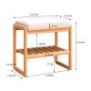Natural Solid Wood Shoe Bench; Beech Wood Storage Rack Organizer with High Rebound Sponge Cushion