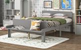 Full Bed with Footboard Bench,Gray