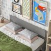 Full Bed with Footboard Bench,Gray