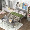Full Bed with Footboard Bench,Gray