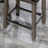 24" Counter Stool; Antique White Finish; Black Leather Seat