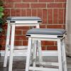 24" Counter Stool; Antique White Finish; Black Leather Seat