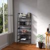 Bookshelf; Ladder Shelf; 4 Tier Tall Bookcase; Modern Open Book Case for Bedroom; Living Room; Office (Black)