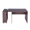 47.4" L Computer Desk with movable bookcase; brown
