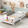 Car-Shaped Twin Bed with Bench,White