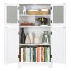 Bathroom storage cabinets; floor to ceiling white linen cabinets