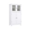 Bathroom storage cabinets; floor to ceiling white linen cabinets
