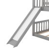 Convertible Twin-Over-Twin Bunk Bed, Includes Fun Slide and Ladder, Chic Gray