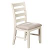 White Classic 2pcs Dining Chairs, Ladder Backs Side Chair