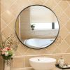 24" Wall Circle Mirror for Bathroom, Black Round Mirror