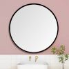 24" Wall Circle Mirror for Bathroom, Black Round Mirror