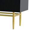 TREXM Modern Elegant 4-door Sideboard Gold Metal Handle Buffet Cabinet for Dining Room, Living Room, Bedroom, Hallway (Black)