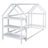 Twin House-Shaped Floor Bed - 2 Detachable Stands