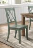 Casual Teal Finish Chairs Set of 2,  Double-X Back Design