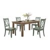 Casual Teal Finish Chairs Set of 2,  Double-X Back Design