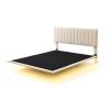 Queen Size Upholstered Bed with LED lights and Headboard, Floating Velvet Platform Bed, Beige