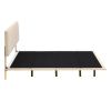 Queen Size Upholstered Bed with LED lights and Headboard, Floating Velvet Platform Bed, Beige