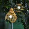 Solar Powered Wicker Pendant Light with Remote Control, Brown