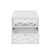 2 drawer nightstand,Small Bedside Table with 2 Drawers,White Mirrored Nightstand,with Gold Legs, Side Table with Storage for Bedroom, Living Room