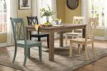 Casual Teal Finish Chairs Set of 2,  Double-X Back Design