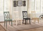 Casual Teal Finish Chairs Set of 2,  Double-X Back Design