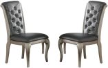Luxury Antique Silver Wooden Set of 2 Dining Side Chairs