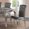 Luxury Antique Silver Wooden Set of 2 Dining Side Chairs