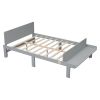 Full Bed with Footboard Bench,Gray