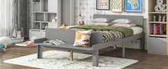 Full Bed with Footboard Bench,Gray