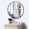 24" Wall Circle Mirror for Bathroom, Black Round Mirror