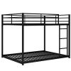 Full-Over-Full Low Metal Bunk Bed, Includes Ladder, Classic Black Finish