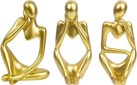 ANAKEY Silver Decor Thinker Statue. Abstract Art Sculpture. Black Resin Collectible Figurines.Living Room Decoration.Office Decor.Coffee Table Decor.C (Color: Gold)